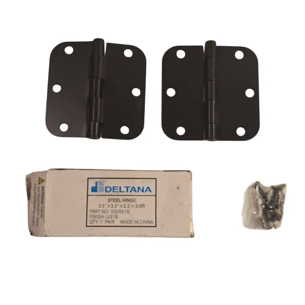Deltana S315R1B Black Steel Door Hinges Butt 3.5 x 3.5 Residential Pair 5/8R